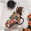 DUSVALLY Tazza in ceramica grande tazza da caffè tazze alte tazze in porcellana latte tazza da caffè con coperchio e scatola colorata 500 ml, fiori