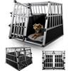 Juskys Box per trasporto cani in alluminio XL, 96x90x71 cm - Gabbia auto robusta e facile da pulire, con porta a griglia e serratura