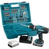 MAKITA Trapano a percussione Alimentazione a batteria 18 V Li-Ion (2 x 2.0 Ah) con kit 74 accessori - HP488DAEX1