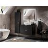 Muebles Slavic Set di mobili da bagno ADEL Black 80 cm, mobili da bagno nero, set di mobili da bagno sospesi, mobili da bagno fresati, lavabo e specchio inclusi