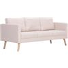 vidaXL Divano a 3 Posti Elegante Comodo Sofa Triplo per Casa per Ufficio Poltrona da Tre Persone Arredo per Salotto Arredamento in Tessuto Crema