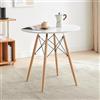 U2PICK Tavolo da pranzo rotondo bianco con gambe in legno, 80 cm, con gambe in legno di faggio e struttura in ferro, per cucina, sala da pranzo, piccoli spazi