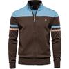 Generisch Maglione da uomo per transizione, caldo, sportivo, alla moda, colore abbinato, grande maglione in cotone con chiusura lampo, per uomo, giacca invernale e tempo libero, Azzurro, L