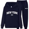 Generic Felpa con Cappuccio e Pantaloni con Lettere New York Autunno Coppia Set Abbigliamento Sportivo Unisex per Uomo e Donna Giubbotto Invernale