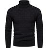 KAIXLIONLY Maglione a collo alto, da uomo, nero, termico, maglia fine, collo alto, slim fit, streetwear, maglione lungo, maglione a maglia, comoda biancheria intima termica, Nero , XL