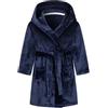 NautySaurs Accappatoio da bambina per bambini, tinta unita, con cappuccio, in flanella, in pile, blu navy, 9-12 Years