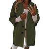 EMUKFD Giacca da donna casual a maniche lunghe, con risvolto, aperta sul davanti, con spalline, giacca da ufficio, giacca da lavoro, cappotto leggero, Verde militare, M