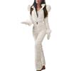 Yesgirl Donna Ragazza Tuta da Neve a Pezzo Unico Invernale Caldo per Sport all'Aria Aperta Pantaloni da Sci Impermeabile Antivento Tute con Cappuccio Bianco 38