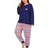 Generico Pigiama Donna Caldo Cotone Pigiama Autunnale Curvy Pigiami 2 Pezzi Manica Lunga Invernale Pigiama Pantaloni con Tasca Set Pigiama Leggero Offerta Pigiama da Notte Casual da Casa Confortevole