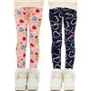 Kiench Leggings Invernali Pantaloni Felpati Bambina Pacco da 2 Leopardo & Stelle Bianco EU 146-152/10-11 Anni Etichetta 150
