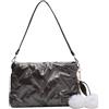 Fiorky Borsa hobo trapuntata scintillante con pon pon Borsa a tracolla imbottita Borsa da donna in piumino gonfio Leggera Borsa da pendolarismo invernale versatile di capacità (Grigio)