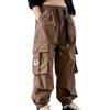 Eauptffy Pantaloni Cargo per Ragazze, Pantaloni Bambino Eleganti, Gamba Larga Mimetico Pantalone Cargo con Tasche All'Aperto Moda Streetwear Y2K Baggy Confortevole Casual
