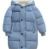 Generico Trench Bambina Giacca In Finta Pelle Con Borchie Piumino per bambini Piumino lungo in cotone imbottito Piumino per bambini per bambini Abbigliamento Piumini Leggeri Bambina (Blue, 6-7 Years)