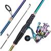 Sougayilang, Canna da pesca telescopica, con mulinello da spinning, leggera e colorata a 2 sezioni, per pesca d'acqua dolce e salata - 2,1 m