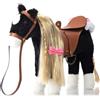 BEJOY Cavallo di peluche, grazioso giocattolo per cavalli, giocattolo di peluche, regalo per ragazze e bambini, 28 cm, nero