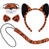 XEPST Animale Tigre Costume Set, Orecchie di Tigre Fascia Bowtie Naso Coda di tigre per Animale Costume Cosplay Festa di compleanno Halloween Fancy Dress Rifornimenti del partito, Tiger-B