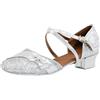 flexdans Scarpe da Ballo Latino da Bambina, Pratica di Ballo da Sala da Ballo Marrone Samba Tango da Scarpe Latino Silver 36