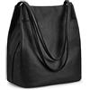 Kattee Borsa a tracolla morbida in vera pelle da donna borse e borse con chiusura magnetica superiore, nero, Medium, Tote