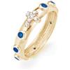 gioiellitaly Anello rosario argento 925 dorato liscio grani e croce con pietre blu e bianche Anello preghiera unisex Gioiello Uomo Donna