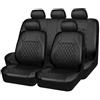 TULDYS 9Pcs Pelle Auto Set coprisedili, Per Mercedes-Benz Classe A W168 W169 W176 Br.177 Classe B W245 2000-2024 Pelle Impermeabile Set Completo Copri-Sedile Fodere Anteriori e Posteriori Set Coprisedili