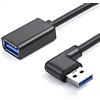 YSJJZRL Cavo di prolunga USB 3.0 ad angolo retto da 90 gradi Cavo adattatore dati convertitore maschio-femmina (1M,Sinistra)