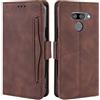 HualuBro Cover per LG Q60 / LG K50,Flip Cover a Libro in Premium PU Pelle Magnetica Antiurto Case Portafoglio Custodia per LG Q60 / LG K50 Cover - Marrone