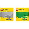 LEGO 11024 Classic Base Grigia, Tavola per Costruzioni Quadrata con 48x48 Bottoncini & 11023 Classic Base Verde, Tavola per Costruzioni Quadrata con 32x32 Bottoncini
