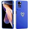 LENGRACE per XiaoMi RedMi Note 11T 5G / Note 11S 5G / M4 Pro 4G Oro Amore Cuore Custodia,Gold Love Heart Pattern per Donne Ragazze Antiurto Silicone TPU Custodia-Blu navy