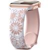 Maledan Inciso Floreale Cinturino Compatibile con Cinturino Apple Watch 40mm 41mm 38mm 42mm per Donne, Cinturino Sportivo in Silicone Bicolore per iWatch SE Series 10 9 8 7 6 5 4 3 2 1, Bianco/Rosa