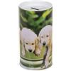 makio Salvadanaio per bambini Cuccioli Cani e Gatti. Originale salvadanaio in latta con coperchio per bambini che può essere utilizzato anche come portapenne. (Cuccioli)