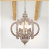 KMaiPem Lampadario Camera da Letto Vintage in Legno, 5 Luci Shabby Chic Classici Lampadari da Fattoria, Rustico Francese Moderno Lampadario a Sospensione Soggiorno Cucina