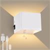 GeyouLux Lampada da parete con batteria 6000mAh e sensore di movimento, per interni, 5W LED, senza collegamento di alimentazione, ricaricabile via USB, 3000K bianco, magnetica, con interruttore, per
