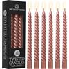 DECO EXPRESS Candele Lunghe Spirale, Set da 6 Candele Antigoccia Contorte, Lunga Durata, Non Profumato per Decorazione Casa, San Valentino, Festa della Mamma (Rame, Set da 6)