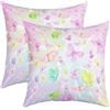 Loussiesd Set di 2 federe per cuscini con stampa di farfalle, morbide, per bambine e ragazze, con farfalle colorate, 45,7 x 45,7 cm
