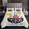 Loussiesd Set di trapunta per bambini Cartoon Giraffa Stampato Coverlet per Bambini Ragazzi Ragazze Oceano Nave a Vapore Copriletto Sea Wave Pesce Letto Copertura Camera Da Letto Collezione 2 Pz For170X230cm