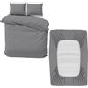 MOONLIGHT20015 Set di biancheria da letto king size, 4 pezzi, copripiumino, lenzuolo con angoli e federe, morbida microfibra spazzolata, grigio