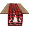 BOXOB Runner da Tavola Natalizio Scozzese di Bufalo, 33x183cm Rosso e Nero Decorazione Natalizia da Tavolo Tovaglia Natalizia di Lino con Motivi di Fiocchi di Neve, Albero di Natale, Alci