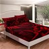 Loussiesd Set di biancheria da letto 3D con rose con stampa floreale, per ragazze e donne, amanti romantici fiori lenzuola hippie design lenzuolo con angoli per camera da letto, 3 pezzi, king size