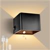 GeyouLux Lampada da parete a batteria da 6000 mAh, con sensore di movimento, per interni, 5 W, lampada da parete a LED senza collegamento di alimentazione, illuminazione da parete ricaricabile tramite