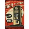 SUPERDANT Segno di Latta con Stazione Cartello in Metallo di Servizio Aperto 7/24 Targhe in Metallo Vintage Promemoria Carburante Retrò Vintage Poster con Placca Murale Artistico Garage Domestici