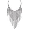 EVER FAITH Collana con Collare di Strass, Brillanti Cristalli Lunghi Nappe Moda Dichiarazione Accessori Gioielli per Donne