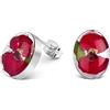 Natural Flower Jewellery - Orecchini a perno ovali in argento sterling, realizzati con veri papaveri