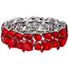 EVER FAITH Braccialetto Donna, Abiti Gioielli Cristallo Art Deco 2 Strato Goccia Elasticità Bracciale per Donne Rosso Argento-Fondo