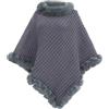 JFAN Poncho Donna Invernale Mantella Scialle in Maglia Elegante con Collo Rotondo Spessa Coprispalle Caldo e Morbida Taglia Unica Cachi