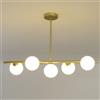 Pilanp Lampadario lineare a 6 luci da 33 pollici in vetro bianco, lampadario da interno moderno per sala da pranzo, ufficio, cucina, isola, illuminazione LED