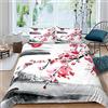 WQIZXCW Parure Copripiumino Matrimoniale Stile Giapponese, Set di Biancheria da Letto in Microfibra, 3 Pezzi, 1 Copri Piumino 240x220 cm e 2 Federe 50x80 cm