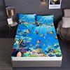Chickwin Chickw11 Lenzuolo sotto con Angoli Singolo Matrimoniale King, Ocean World Stampa Coprimaterasso profondità 30cm + 2 Federa per Letto Singolo Doppio Piazza e Mezza (Pesce Tropicale,120x200x30cm)
