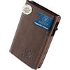 WEST® Portafoglio Uomo Slim con portamonete e Chiusura Magnetica - Porta Carte di Credito Uomo Piccolo fino a 10 carte e RFID Anticlonazione - Design con meccanismo a Scorrimento e Scatola Regalo Uomo