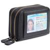 GAEKEAO Portafoglio Porta Carte di Credito Donna, Mini Portamonete Vera Pelle, RFID Blocco Portacarte Con Cerniera Portachiavi - Borsellino Idee Regalo