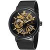 FORSINING Orologio da polso da uomo a carica manuale, meccanico, ultra sottile, in acciaio inox, con cinturino in maglia, Bracciale